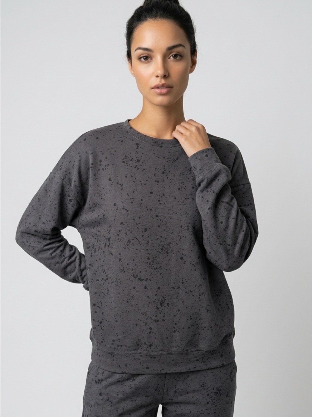 Athleta Studio to Street Splatter Print Oversized Sweatshirt in Charcoal